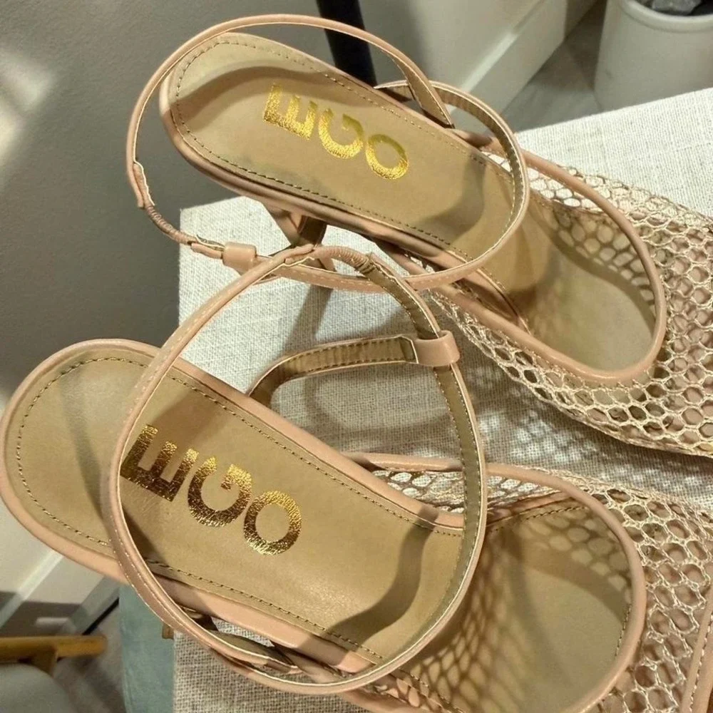 Ego mesh heels new open toe beige going out neutral sexy‎ natural peep 4